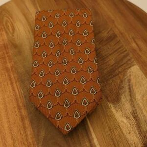 Valentino Cravatte Men's Tan Loop Design Silk Neck Tie Retro‎ Neutral